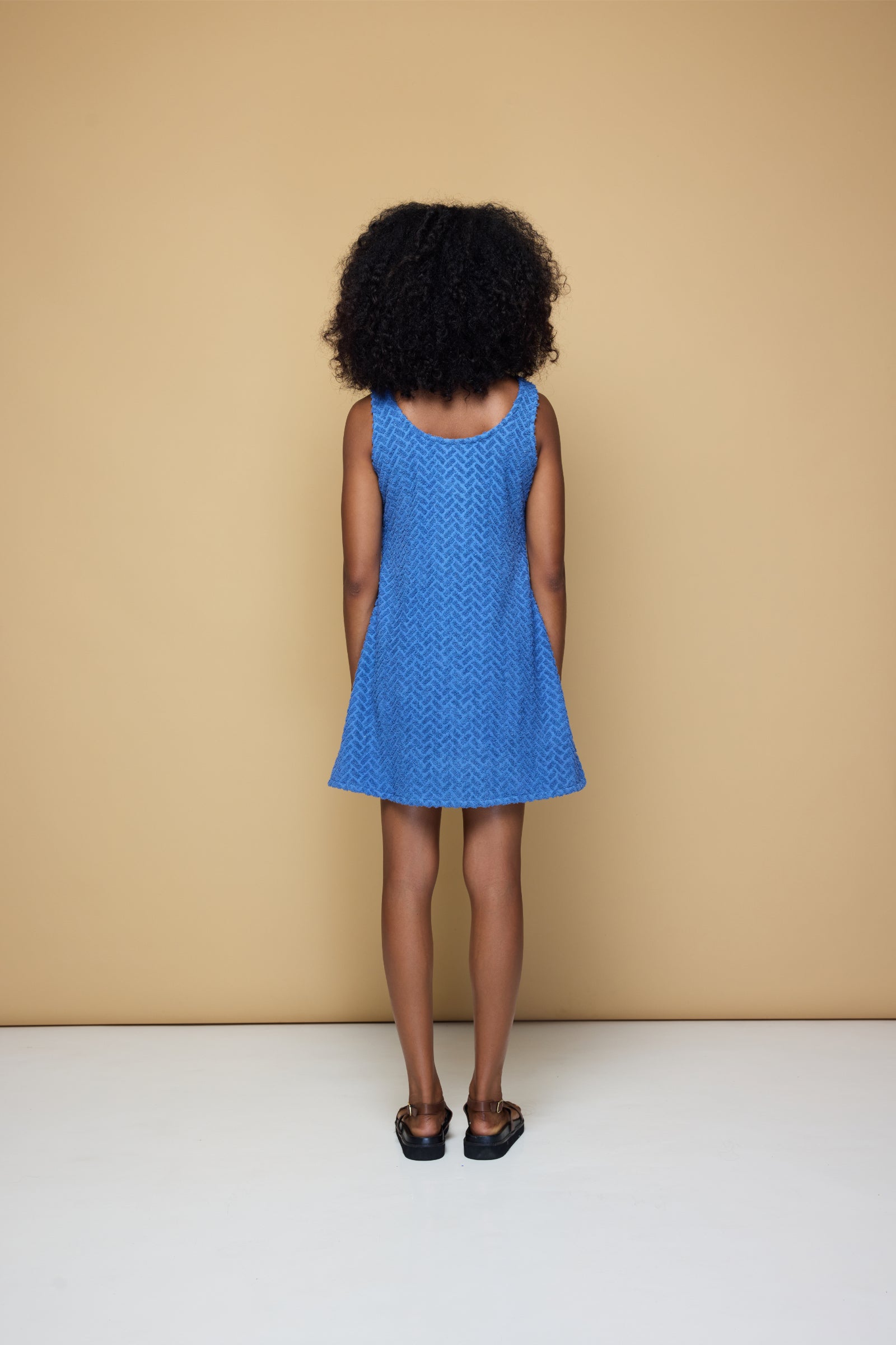 TERRINGBONE SINGLET DRESS - CLOUD BLUE