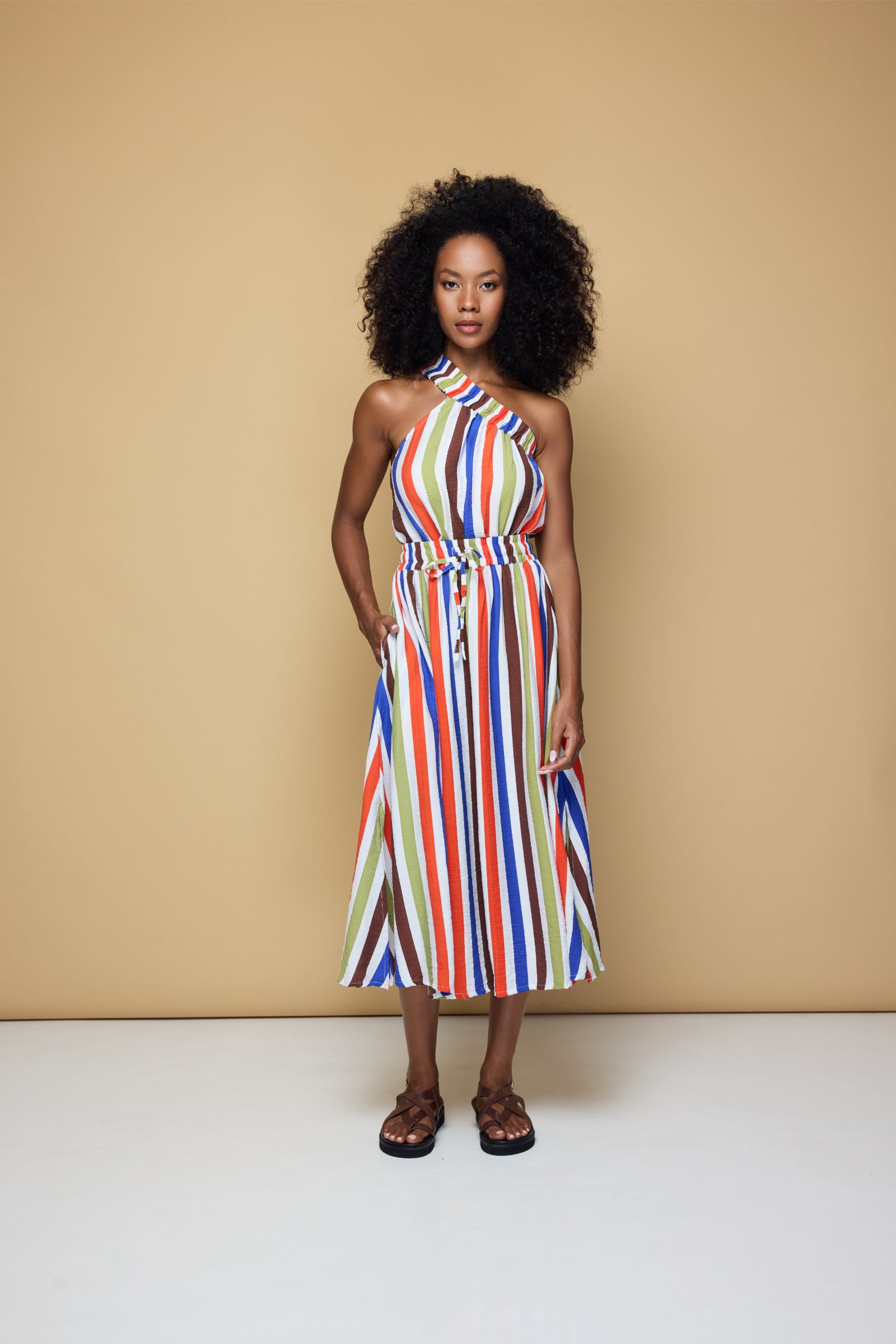 THE SUNNY SIDE UP ELASTIC CROP TOP 2.0 - COOLIO STRIPE