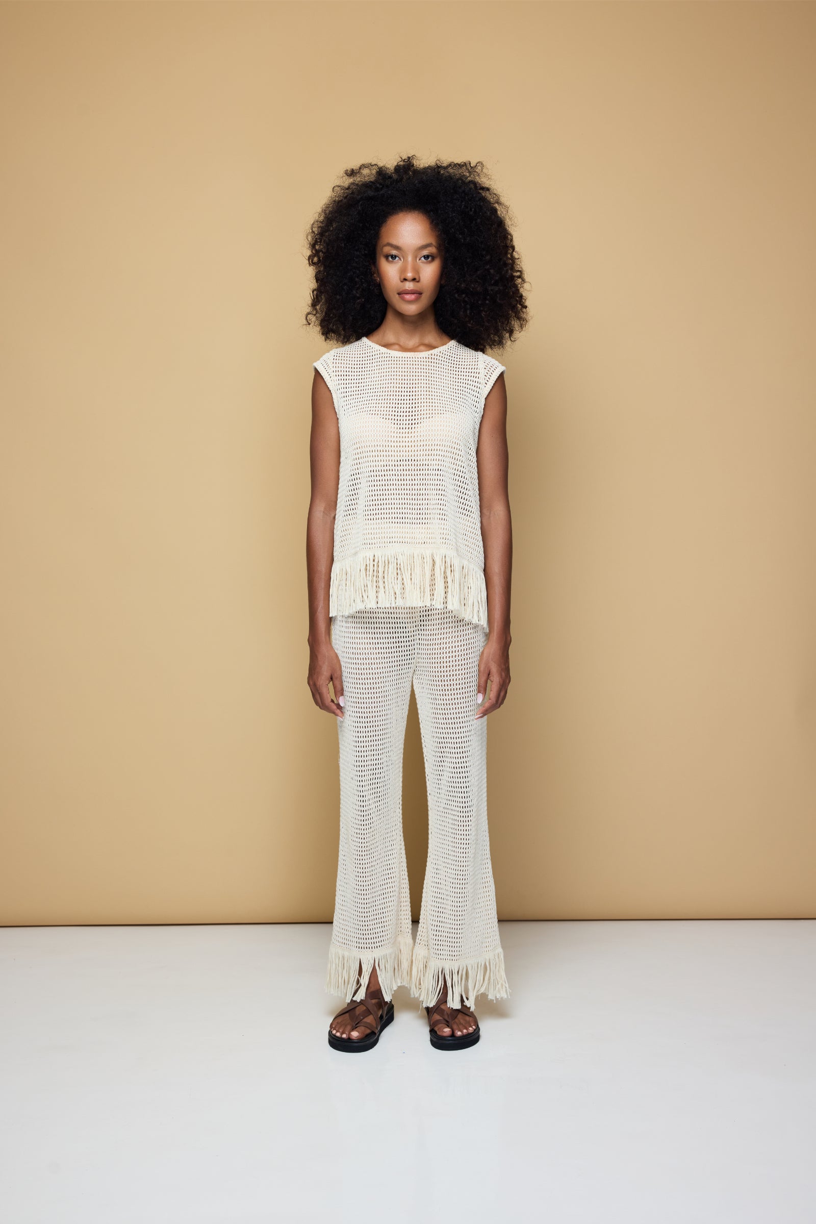 THE ERIKA KNITTED PULL ON PANTS - SOFT LATTE CREAM