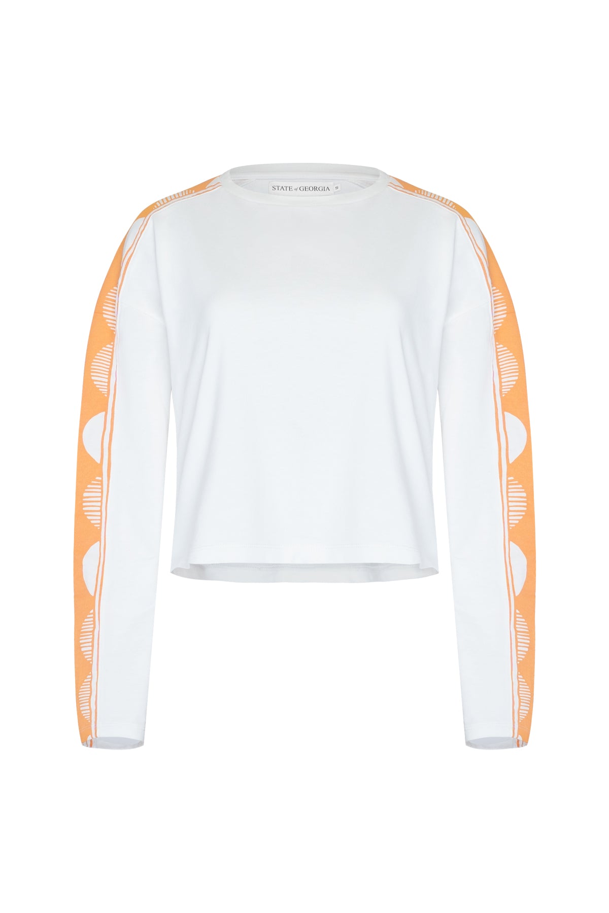 THE CALI CROPPED JUMPER - OFF WHITE SUN BURST BOARDER PRINT