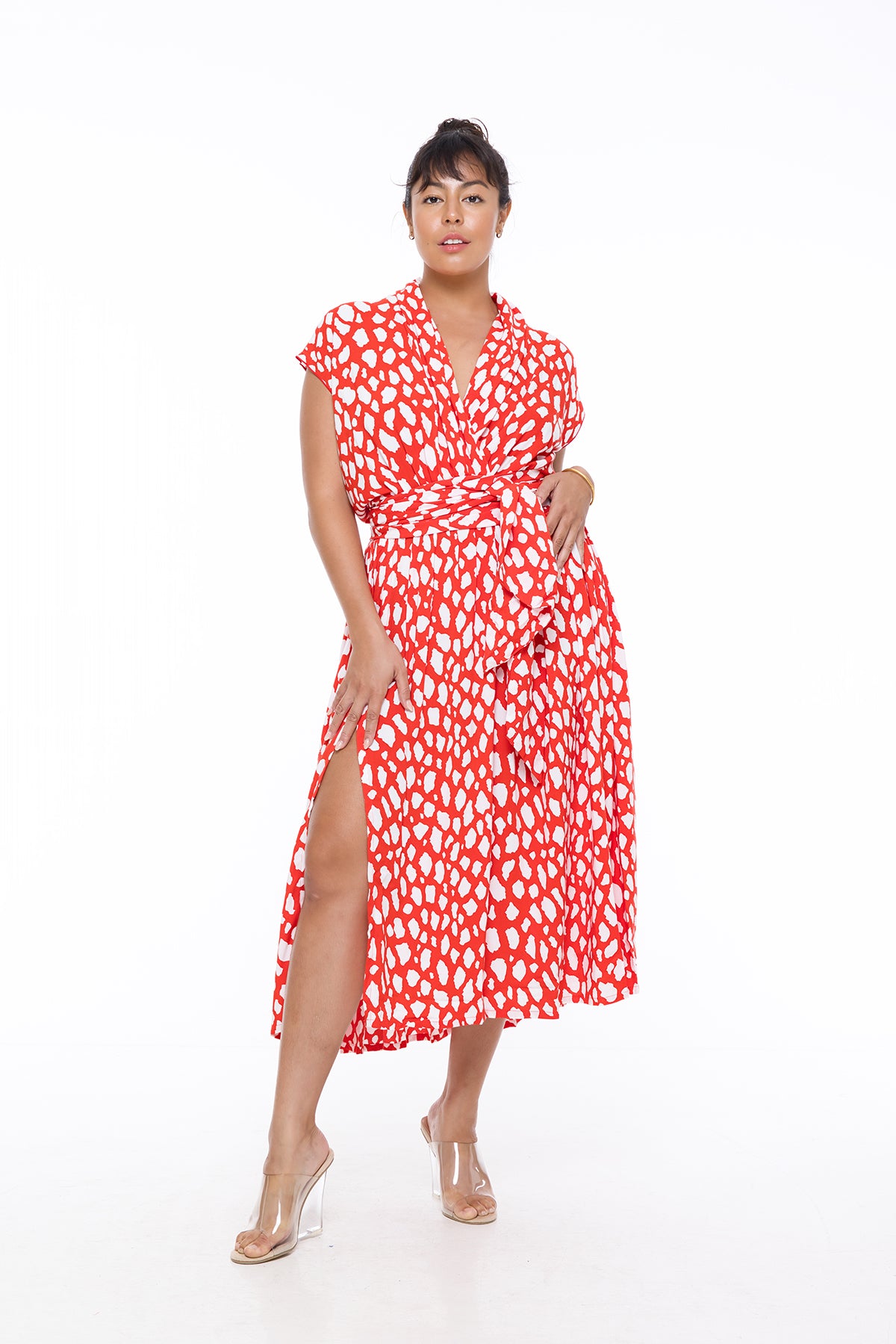 THE POINT DRESS - GIRAFFE RED & WHITE