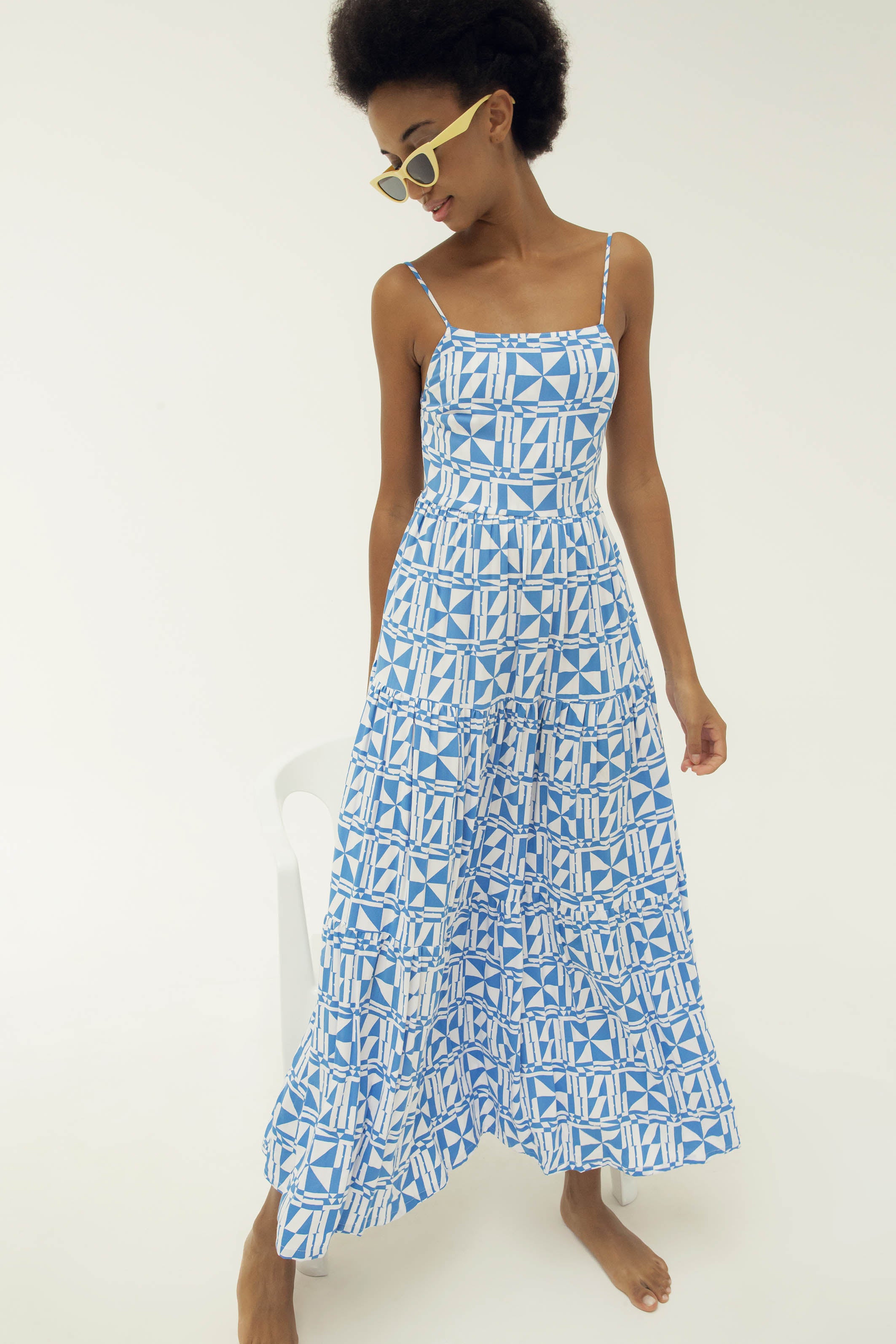 THE TRIANGLE MAXI DRESS - WINDMILL BLUE