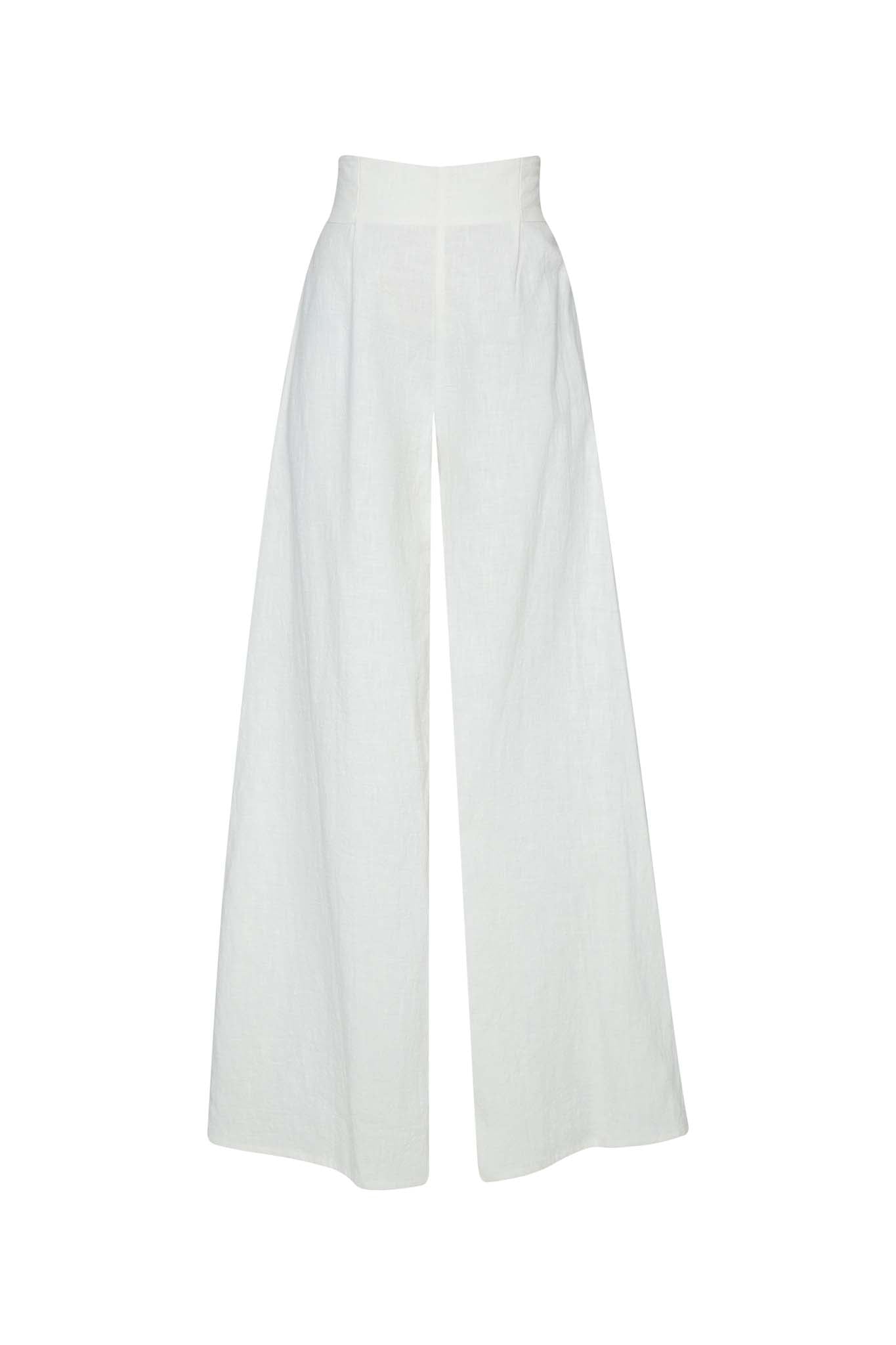 BODENE WIDE LEG SUIT PANT - OFF WHITE / CHAROCOAL BUTTONS