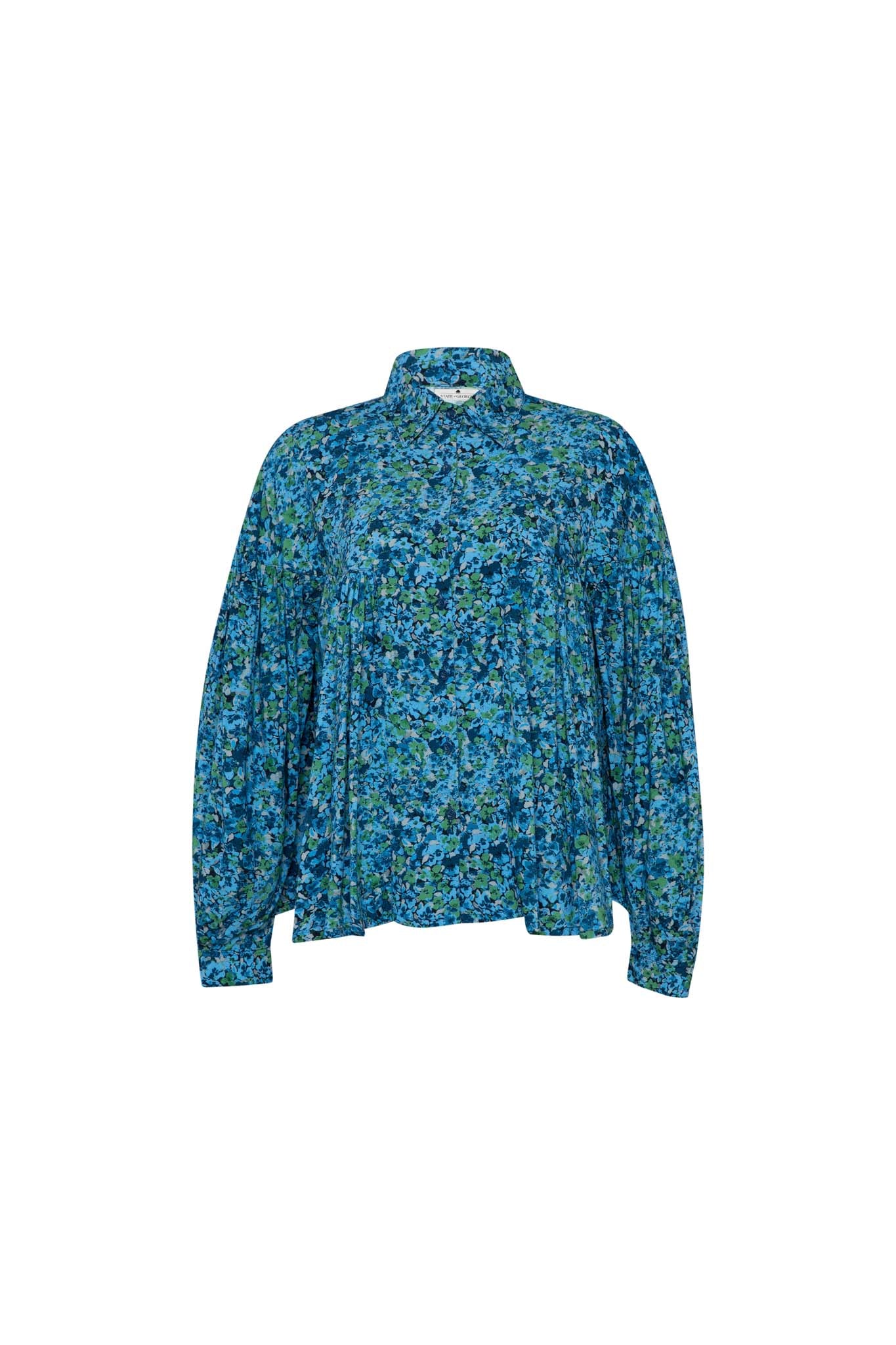 THE PIRATE BUTTON UP SHIRT - FLORAL EXPLOSION BLUE