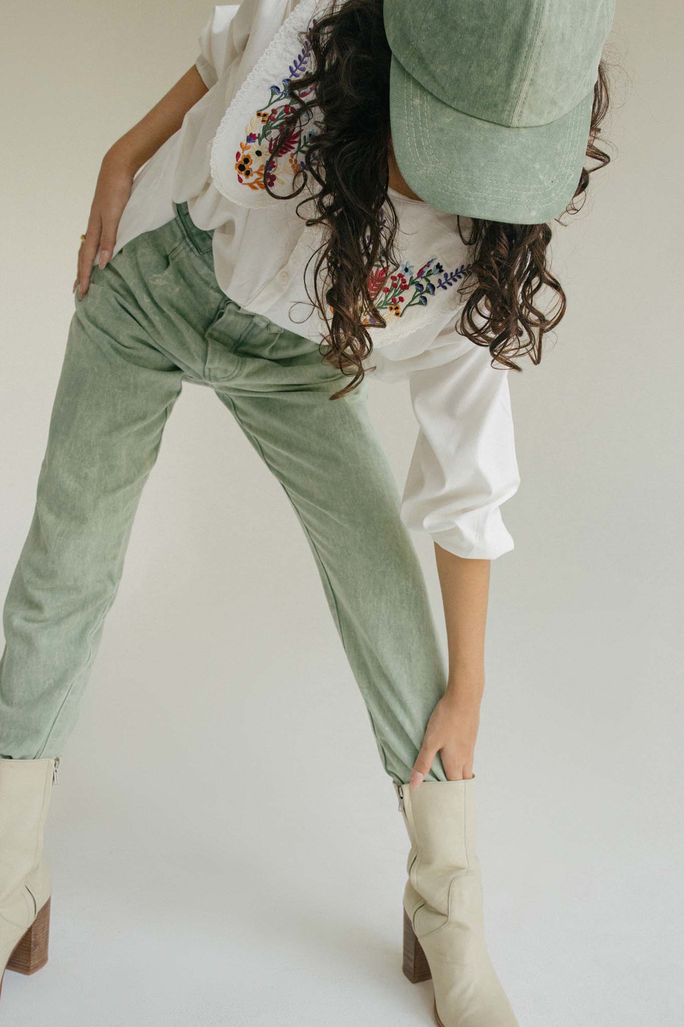 THE PERRY LONG  PANTS - STONE WASHED GREEN