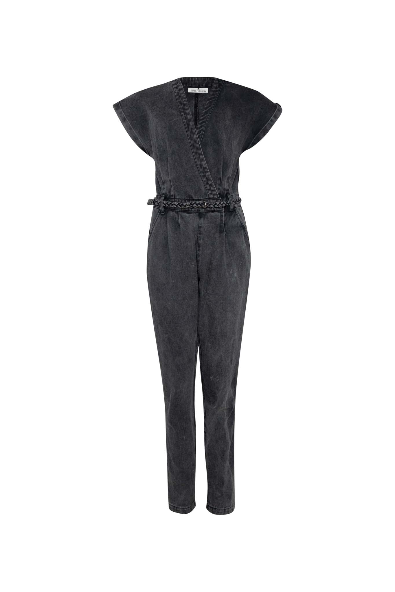 JANE SAYS  STONE WASHED JUMPSUIT - BLACK