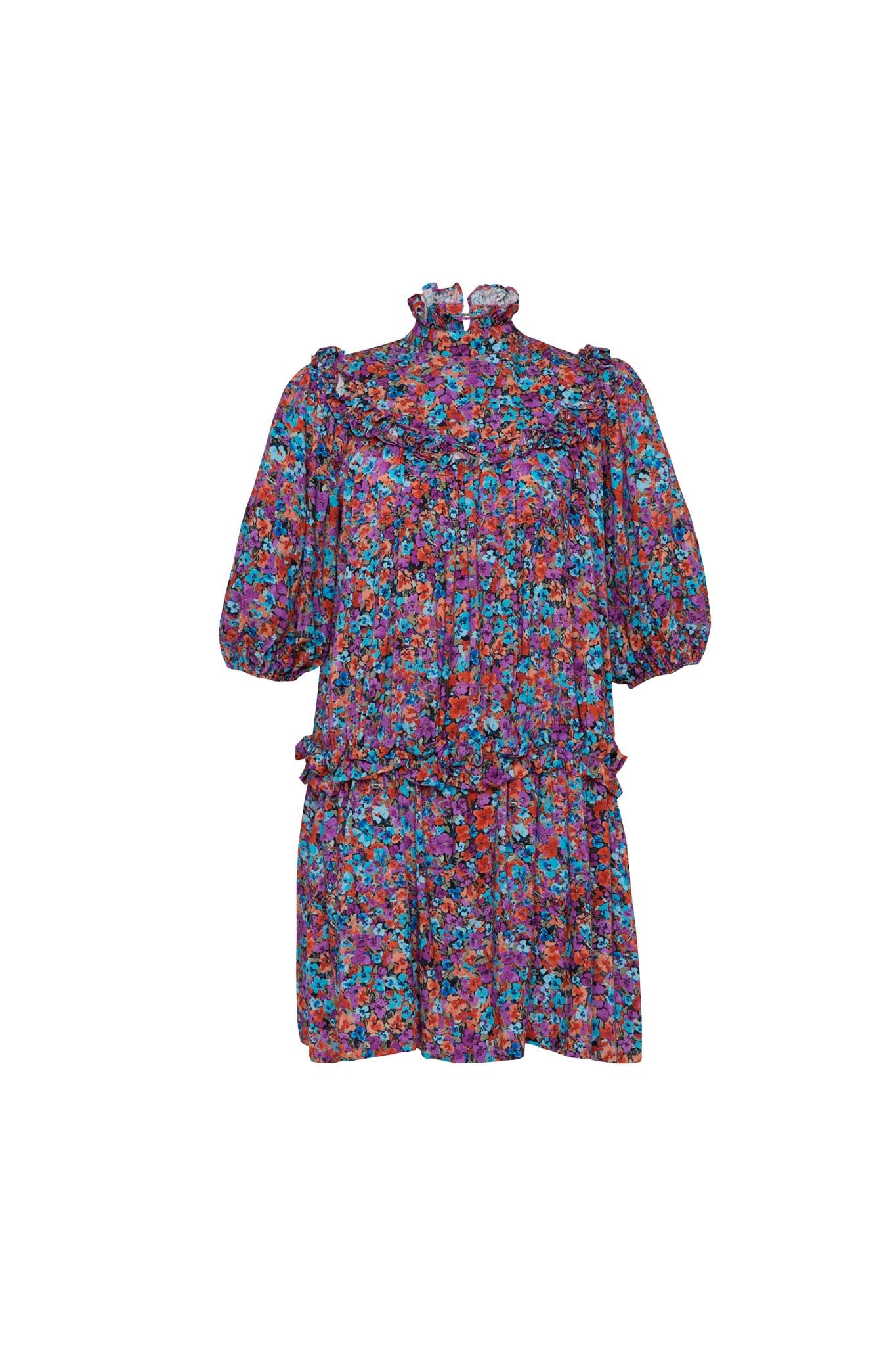 THE JONI DRESS - Floral Explosion Raspberry